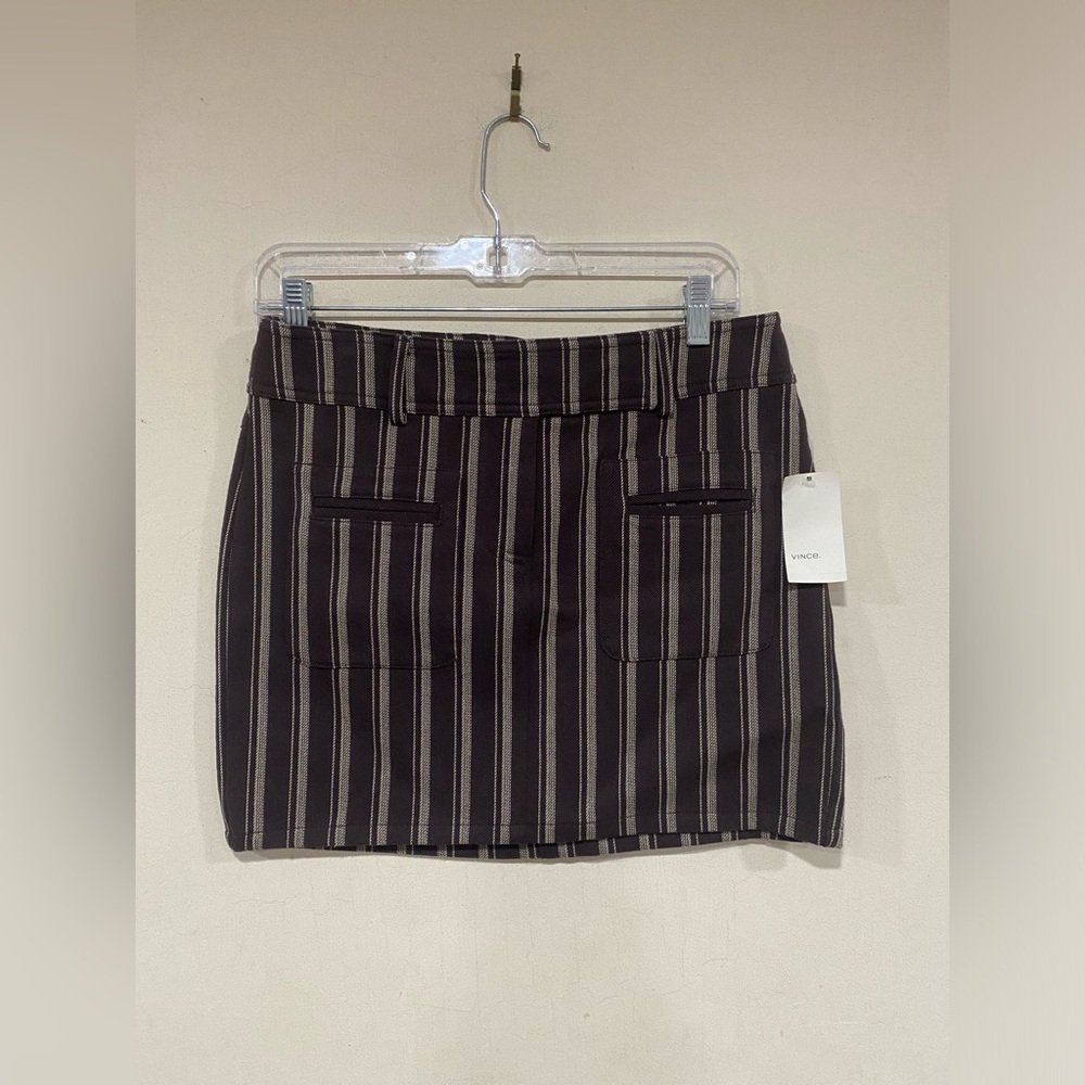 NWT Vince Brown and Beige Striped Mini Skirt